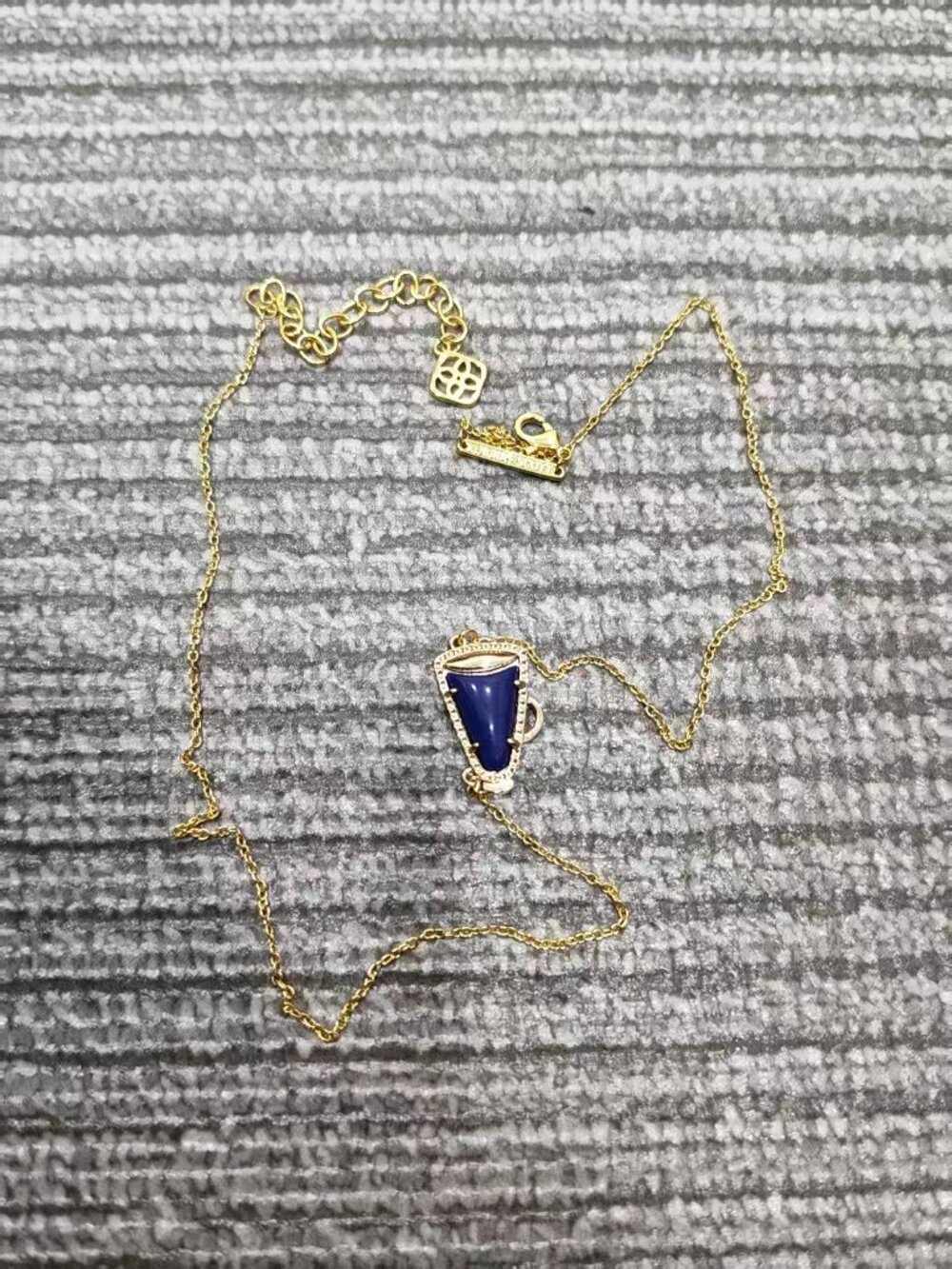 Kendra Scott Gold-Tone Blue Teacup Pendant Adjustable Chain Necklace